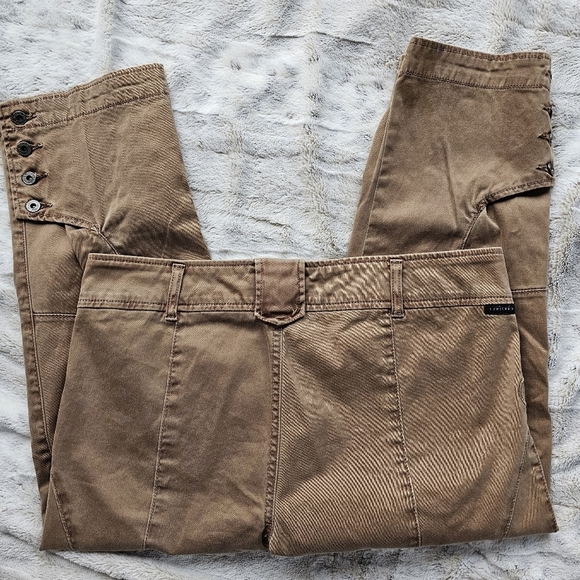 Santuary Brown Crop Pants Button Detail and Pocket Detail 31 - Picture 3 of 8